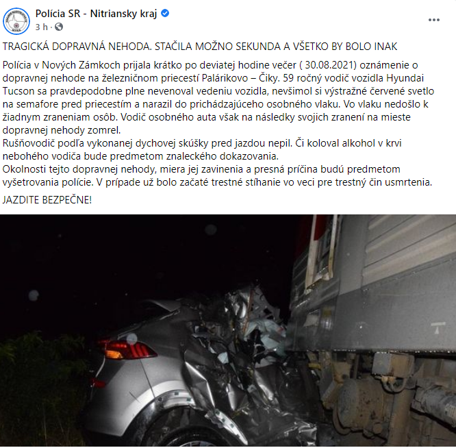 Tragédia v Palárikove: Fatálna zrážka s osobným vlakom