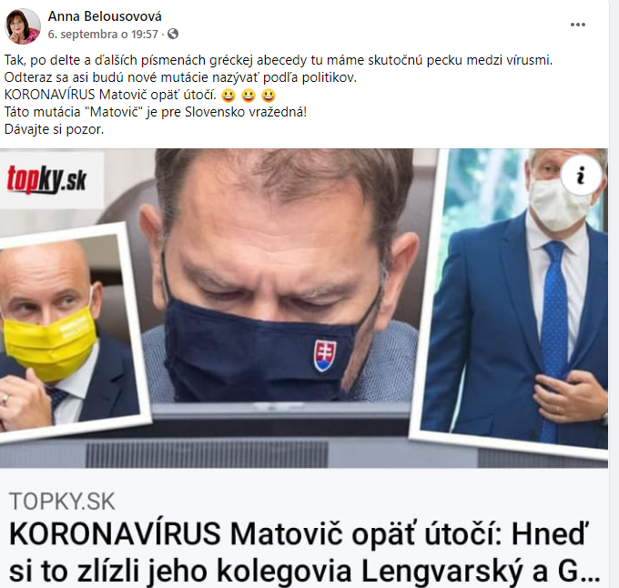 Mutácia "Matovič" je pre Slovensko vražedná! Dávajte si pozor, varuje Slovákov "vedkyňa“ Belousovová