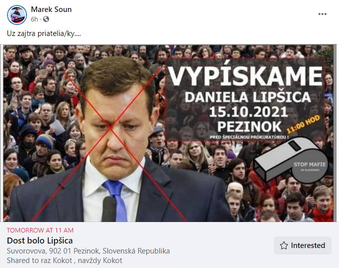 Slováci v piatok vypískajú Lipšica. Stop mafie na Slovensku, znie ich heslo