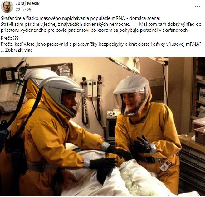 Juraj Mesík: Prečo sú zdravotníci v skafandroch, keď ležiaci pacienti na Covid oddeleniach už prešli infekčnou fázou a sú vo fáze autoimúnnej - a neinfekčnej?
