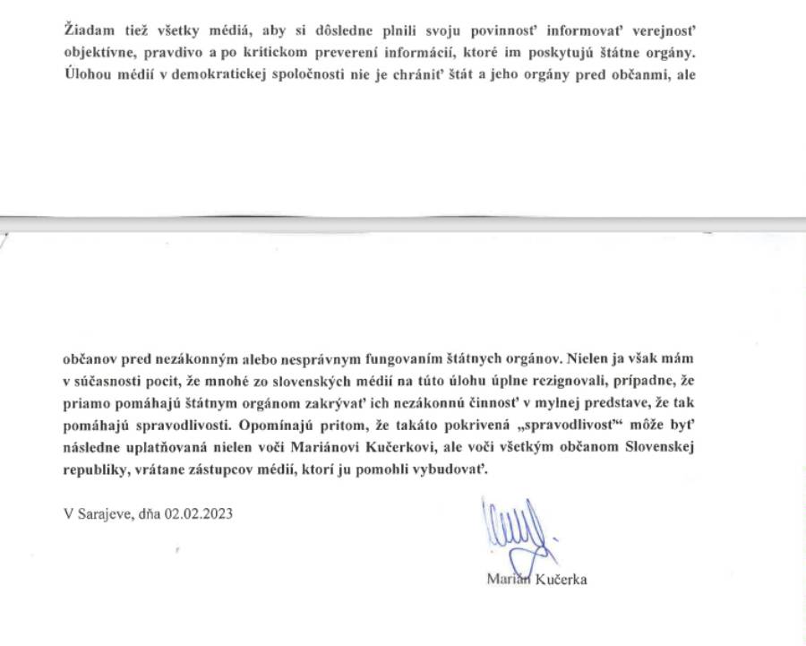 Exvyšetrovateľ NAKA Marián KUČERKA požiadal o udelenie azylu v Bosne a Hercegovine (dokument)